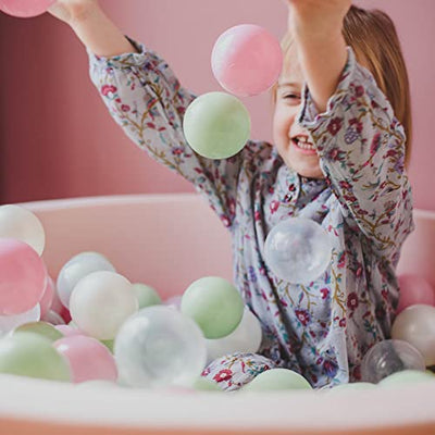 Ball Pool Baby - Piscine bébé ronde 90x40cm pour enfant avec 200 balles, velours, vert foncé : All White 