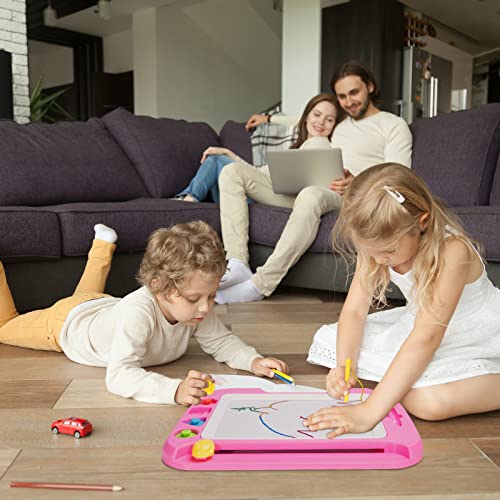 Large Magnetic Painting Board Magic Board, 42x32cm Drawing Board Magic Coloring Board with 4 Shape Stamps