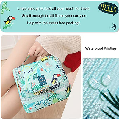 Toiletry Bag Travel Toiletry Bag Foldable Waterproof Cosmetic Bag Constitution Shower Bag with Carrying Handle and Hook for Travel, Toiletries, Makeup (Animal)