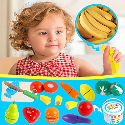 Kids Kitchen Accessories Wooden Toys Fruit and Vegetables Wooden Toys Food