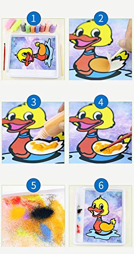 Packs Sand Painting Cards Art Kids Coloring DIY Paper Craft Kit with 12 Bottles Coloring Sand for Kids