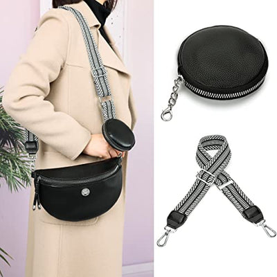 Stylish Fanny Pack Crossbody Bag Wide Strap Handbag Shoulder Bag Small Fanny Pack Modern Bags Vegan Leather Chest Bag With Coin Purse