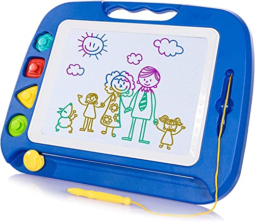 Large Magnetic Painting Board Magic Board, 42x32cm Drawing Board Magic Coloring Board with 4 Shape Stamps