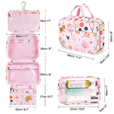 Hanging Toilet Bag Large Toilet Bag with Hook Wash Bag (Flower)