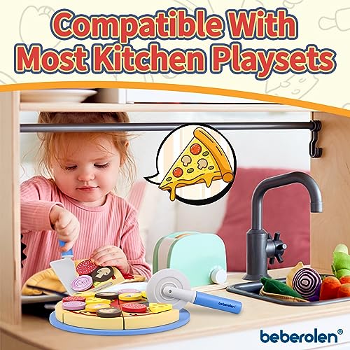 Wooden pizza set, children's kitchen accessories, play kitchen pizza toy