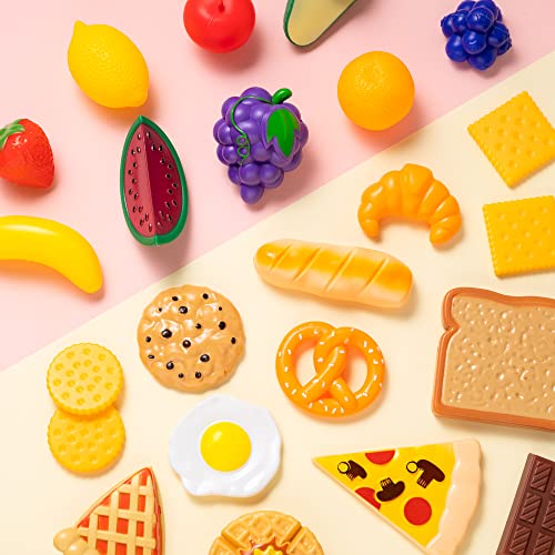 50 pieces kids plastic play food toy, fake food, kitchen playset, toddler imaginative development toy