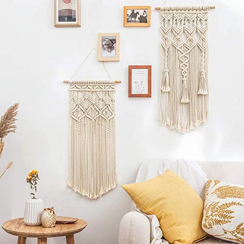 2 Pcs Macramé Wall Hanging Boho Deco Chic Woven Tapestry