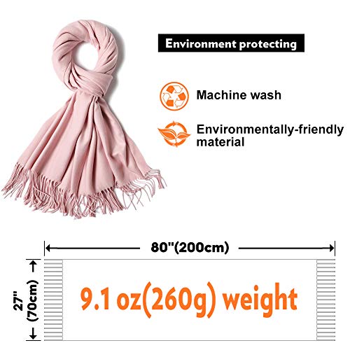 Scarf Warm Winter Autumn Plain Cotton with Tassels/Fringes, 40+ Colors Solid & Plaid Pashmina xl Scarves Pink Pink