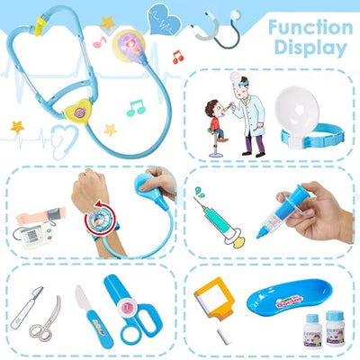 Doctor case kids with accessories stethoscope, syringe, doctor gown, doctor case dentist toys kids, doctor role play