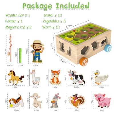 Baby wooden toys from 3 years vegetable animal recognition shapes color sorting game