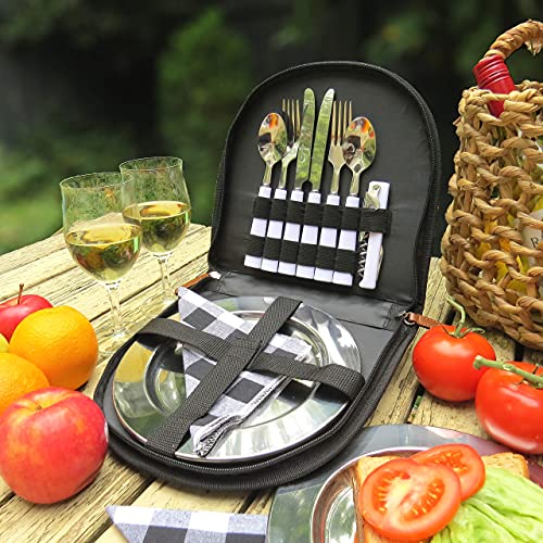 Camping cutlery set for 2 or portable cutlery set for 4