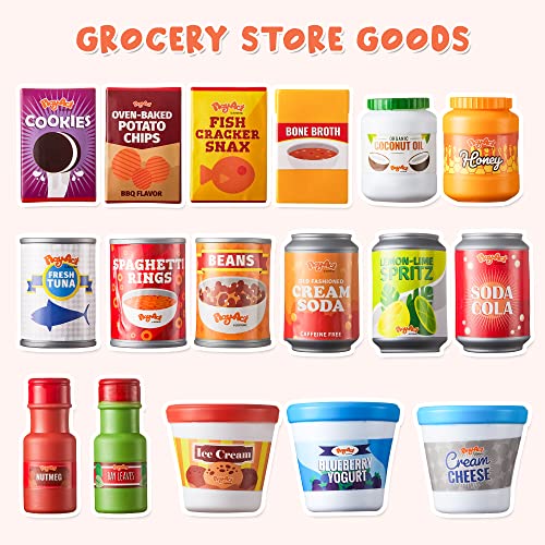 30 Piece Kids Plastic Play Food Toy Grocery Cans, Pretend Play Kitchen Accessories, Fake Food Kids Gifts & Indoor Toys