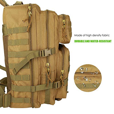 Military Tactical Backpack, Large Capacity 3 Days Army Assault Pack Bag Go Bag Backpack for Hiking Hunting, Trekking and Camping and Other Outdoor Activities