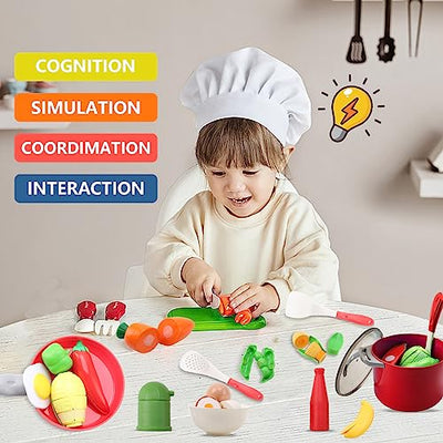 41pcs Kitchen Toy Set, Kids Role Play Kitchen Pretend Toy, Cookware Cooking Utensils Pan Toy Kit, Kitchen Accessories Cooking Pots and Pans