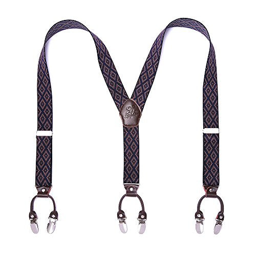 Suspenders 6 Clips Heavy Duty Braces Y Back 20 Colors Durable Elastic Adjustable Braces Strong Metal Clips Suspenders