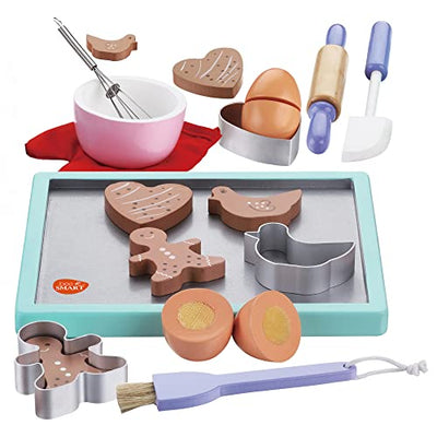 Wooden Cookie & Biscuit Baking Set with Accessories, 20 Pieces, Cookies Toy for Toddlers | Wooden Toys for Kids | Role Play Wooden Kitchen Play Set