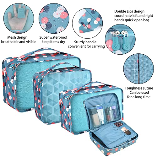 Pack of 8 Packing Cubes, Suitcase Organisation Cubes, with Shoe Bag, Laundry Bag, Travel Organisers, Clothes Bags, for Backpack