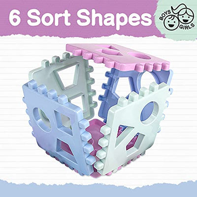 Shape sorter plug-in cubes | plug-in box baby play cubes with 18 sorting blocks and children's rattle