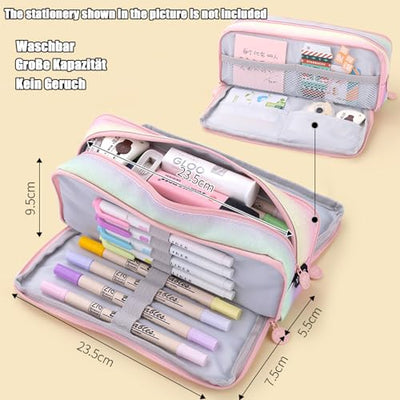 Pencil Case Teenager Pencil Case 3 Compartment, Large Capacity Pencil Case for School & Office