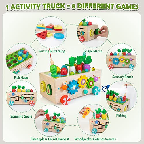 8-in-1 Wooden Truck Toy Set