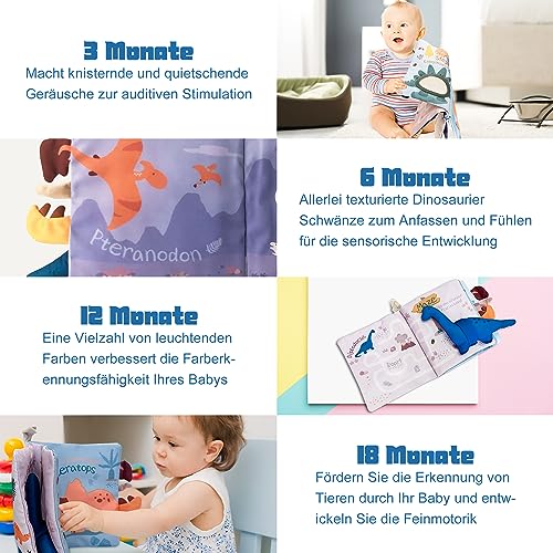 Livre bébé 3D jouets pour bébé de 0 3 6 12+ mois, jouets dinosaures 1 an