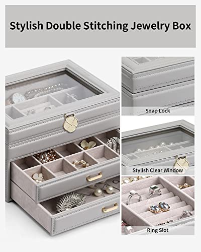 Universal Modern Jewelry Box, Jewelry Storage with 3 Levels and 2 Drawers