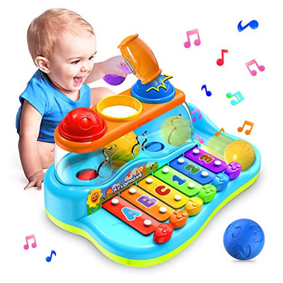 Xylophone with hammer play toy, xylophone baby music toy from 1 year old