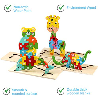 Puzzle en bois pour les tout-petits, jouet éducatif d'apprentissage en bois