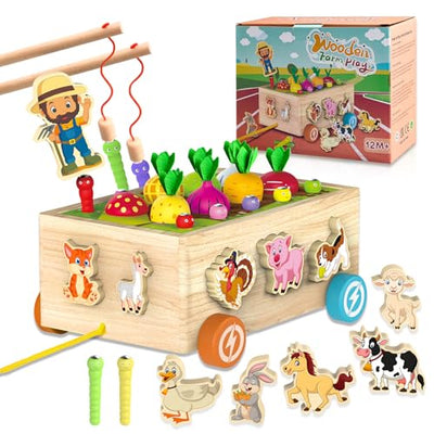 Baby wooden toys from 3 years vegetable animal recognition shapes color sorting game