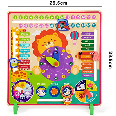 Learning clock children wooden learning board clock seasons calendar clock German language wooden toy educational toy