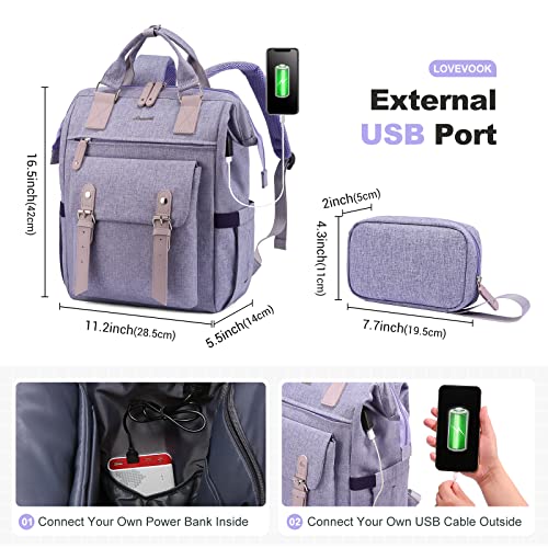 Laptop Backpack, School Backpack Teen 15.6 Inch With Data Cable Pouch & USB Charging Port, Waterproof School Bag Backpacks For Uni School Office