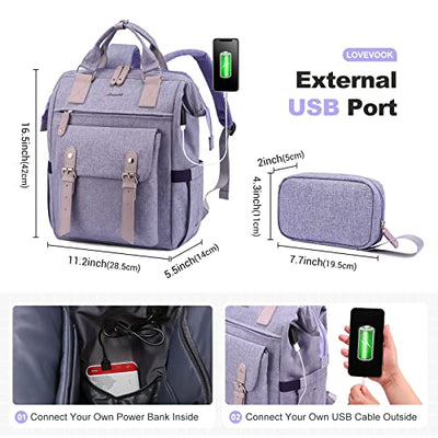 Laptop Backpack, School Backpack Teen 15.6 Inch With Data Cable Pouch & USB Charging Port, Waterproof School Bag Backpacks For Uni School Office