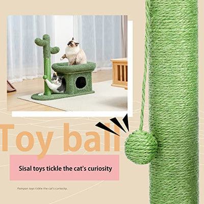 Cactus Scratching Posts Creative Scratching Posts Stylish Cat Tree with Ball and Cat House Height 70cm