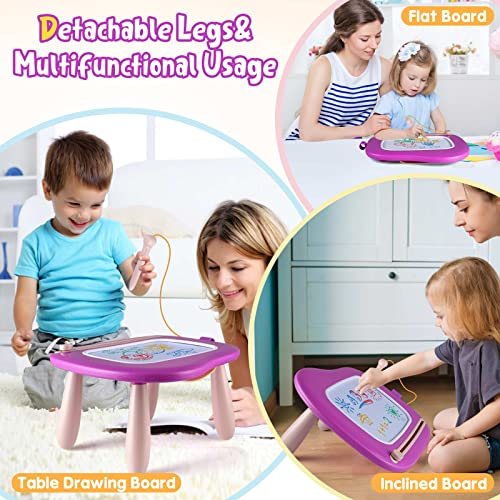 Children Toys from 1 Year, Magnetic Painting Board Magic Board Colorful Drawing Board Magnetic Board with 4 Legs for Kids Toys (Purple)