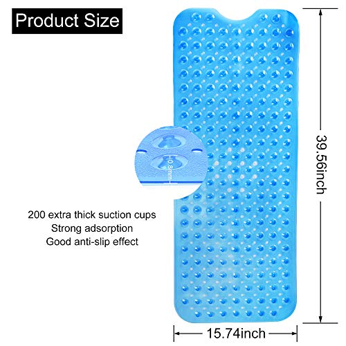 Tapis de bain, tapis de douche, tapis antidérapant lavable en machine, insert de bain extra long avec trou d'évacuation