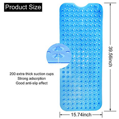 Tapis de bain, tapis de douche, tapis antidérapant lavable en machine, insert de bain extra long avec trou d'évacuation