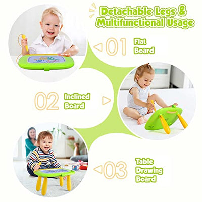 Magnetic Painting Board Magic Board for Kids, Colorful Erasable Magnetic Board Drawing Board with Legs for Toddler Toys (Green)