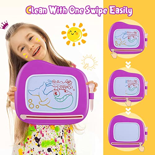 Children Toys from 1 Year, Magnetic Painting Board Magic Board Colorful Drawing Board Magnetic Board with 4 Legs for Kids Toys (Purple)