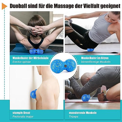 Faszienrollen-Set mit 3D-Strukturmassage, Mini-Faszienrolle, Faszienball und Duoball, Faszien-Set