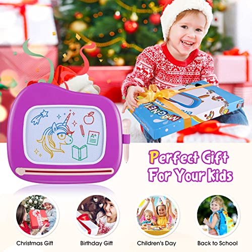 Children Toys from 1 Year, Magnetic Painting Board Magic Board Colorful Drawing Board Magnetic Board with 4 Legs for Kids Toys (Purple)