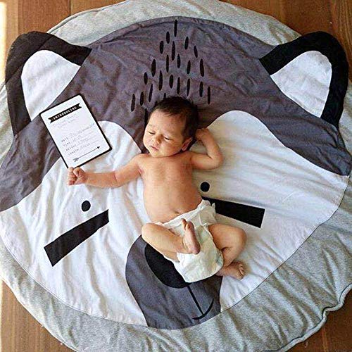 Baby Crawling Blanket Cartoon Animal Baby Play Mat Play Blanket Cotton Soft Sleep Rug for Baby Kids 90CM (Fox)