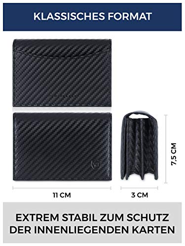 Business card case in carbon look with RFID protection - space for 50 business cards - 6 compartments - business card cases