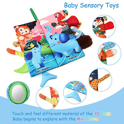 Sensory toy  baby book baby fabric book, 3D picture book fabric books crackle book baby with rustling paper