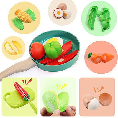 41pcs Kitchen Toy Set, Kids Role Play Kitchen Pretend Toy, Cookware Cooking Utensils Pan Toy Kit, Kitchen Accessories Cooking Pots and Pans