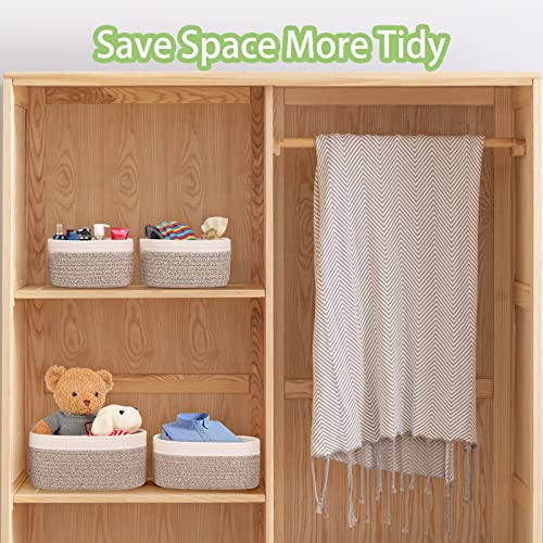 Set of 4 Storage Basket Woven Cotton Rope, Basket Storage Changing Table Organizer