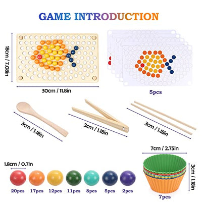 Holzspielzeug, Clip-Perlen-Puzzle-Brettspiele, Mathe-Lernspielzeug