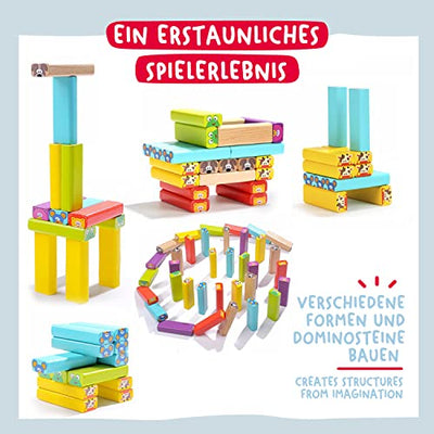 Educational children's game from 3 years - Wobble tower 4 in 1 made of wood with colors and animals