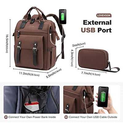 Backpack, Laptop School Backpack Teen 15.6 Inch With Data Cable Pouch & USB Charging Port, Waterproof Backpack Bag School Bag For Uni Work Business Travel Office