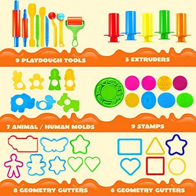 Ensemble d'outils de modélisation 44 pièces pour enfants, accessoires de pâte à modeler avec emporte-pièces modèles, outils de pâte à modeler, outil de modélisation, jouets de cuisine, jouets éducatifs 