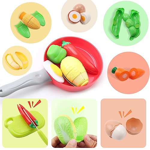 41pcs Kitchen Toy Set, Kids Role Play Kitchen Pretend Toy, Cookware Cooking Utensils Pan Toy Kit, Kitchen Accessories Cooking Pots and Pans